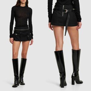 DION LEE Black Cotton 'Utility' Cargo Mini Skirt